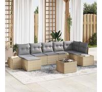 QJBSAVVA Set di sedie da giardino in polyrattan, 8 pezzi, beige, 55 x 55 x 37 cm, design moderno, robusto e modulare, anche per piccoli balconi, set di mobili da esterno