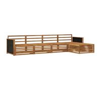 QJBSAVVA Set Divani da Esterno 5 pz in Legno Massello di Acacia | Salotto composto da divani componibili e pouf in struttura a doghe, ideale per arredare il giardino o la terrazza.