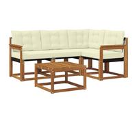 QJBSAVVA Set Divani da Esterno 5Pzi in Legno Acacia e Textilene | Ideale per giardino, patio e terrazzo: salotto modulare in massello di acacia con piano dogato e cuscini sfoderabili.