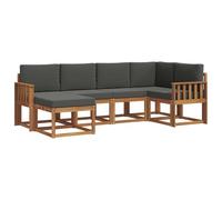 QJBSAVVA Set Divani da Esterno 6 Pz in Legno d'Acacia con Cuscini | Arredamento modulare flessibile con sedute imbottite e pouf per vivere il giardino e la terrazza.