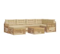 QJBSAVVA Set Divani da Esterno 7 Pezzi in Legno di Acacia per Giardino | Salotto modulare 6 posti con cuscini imbottiti e struttura in acacia naturale, perfetto per il terrazzo o il patio.