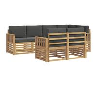 QJBSAVVA Set Divani da Esterno 7 Pezzi in Legno Massello di Acacia | Salotto componibile modulare per giardino e terrazza, con cuscini imbottiti e struttura in acacia naturale a listelli.