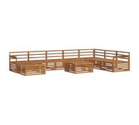 QJBSAVVA Set Divani da Esterno 9 Pezzi in Legno di Acacia Massello | Salotto modulare per giardino e terrazza con tavolo e cuscini imbottiti per vivere momenti piacevoli all aperto.