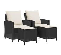 QJBSAVVA Set Divani da Giardino 4 Pz con Poggiapiedi e Cuscini Nero | Salotto completo per terrazzo e patio con due poltrone ergonomiche, poggiapiedi coordinati e cuscini sfoderabili.