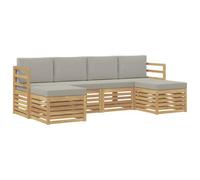 QJBSAVVA Set Divani da Giardino 6 Pezzi Legno Acacia 245x122,5x73 cm | Salotto componibile da esterno in acacia massello con morbidi cuscini, ideale per vivere il giardino e la terrazza.