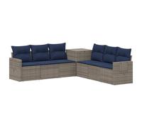 QJBSAVVA Set Divani da Giardino 7 Pezzi in Rattan Sintetico Grigio Blu | Salotto modulare da esterno con struttura in acciaio per giardino patio e terrazzo completo di box contenitore