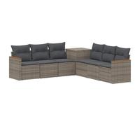 QJBSAVVA Set Divani da Giardino Modulare 7 Pezzi in Rattan Grigio | Salotto modulare con box contenitore integrato per terrazzo o patio, struttura flessibile a 6 posti con cuscini.