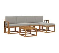 QJBSAVVA Set Divani da Giardino Modulari 6 Pezzi in Legno Acacia | Salotto componibile da esterno in massello per terrazzo o patio, completo di cuscini sfoderabili e tavolino da caffe.