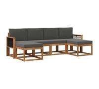QJBSAVVA Set Divani da Giardino Modulari 6 Pz in Legno e Antracite | Salotto modulare per patio e terrazzo con struttura robusta, morbidi cuscini imbottiti e sedute flessibili per il relax.