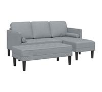 QJBSAVVA Set Divano Angolare Modulare 5 Posti con Puf Grigio Chiaro 2 Pz | Soluzione versatile per il soggiorno con struttura modulare flessibile, tessuto traspirante e solida base in legno.
