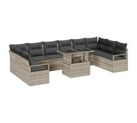 QJBSAVVA Set Divano da Giardino Modulare 11 Pezzi Polyrattan Grigio