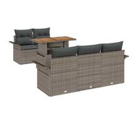 QJBSAVVA Set Divano da Giardino Modulare in Polyrattan con Contenitore 6Pz | Salotto componibile da esterno per terrazzo e patio con funzione portaoggetti salvaspazio e tavolo multifunzione grigio.