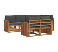 QJBSAVVA Set Divano da Giardino Sezionale in Legno di Acacia 7 Pezzi | Design modulare flessibile con cuscini sfoderabili per rilassarsi in giardino, terrazza o cortile con massimo comfort.