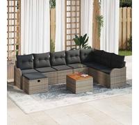 QJBSAVVA Set lounge da giardino, 9 pezzi, in polyrattan, grigio, 55 x 55 x 37 cm, modulare con spazio per balcone, terrazza e piccoli giardini