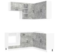 QJBSAVVA Set Mobile Cucina Componibile LUCCA 8 Pezzi Grigio Cemento