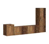 QJBSAVVA Set Mobile TV Sospeso Parete 4 Pezzi Legno Vecchio | Soluzione salvaspazio da parete per il soggiorno con 4 pensili modulari e ante per organizzare al meglio i dispositivi.