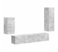 QJBSAVVA Set Mobile TV Sospeso Parete Attrezzata 4 Pezzi Grigio Cemento | Pensili modulari per il soggiorno in legno multistrato, ideali per organizzare device e ottimizzare lo spazio.