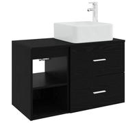 QJBSAVVA Set Mobili Bagno Sospesi 2 Pezzi Legno Ingegnerizzato Rovere Nero