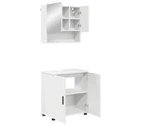 QJBSAVVA Set Mobili Bagno Sospesi 2 pz Bianco con Specchio e Lavabo