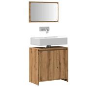 QJBSAVVA Set Mobili da Bagno 2 Pezzi con Mobile Lavabo e Specchio Rovere Artigianale Legno Multistrato Salvaspazio per Bagno Dimensioni Mobile 60x33x60cm