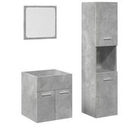 QJBSAVVA Set Mobili da Bagno 3 pz Sospesi Grigio Cemento in Truciolato | Composizione da bagno 3 pezzi salvaspazio con montaggio a parete, finitura moderna effetto cemento e specchio nitido.