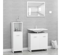 QJBSAVVA Set Mobili da Bagno Salvaspazio Bianco Legno Multistrato 3 Pezzi con Specchio 60x45cm Armadio Medio 30x30x95cm e Mobile Sottolavabo 60x33x61cm per Organizzazione Bagno