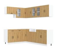 QJBSAVVA Set Mobili da Cucina 11 Pezzi Modulari Rovere Artigianale | Soluzione componibile salvaspazio per cucina moderna con pensili angolari, basi contenitore e piedini regolabili.