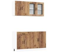 QJBSAVVA Set Mobili da Cucina 4 Pezzi Kalmar Legno Antico Truciolato