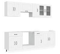 QJBSAVVA Set Mobili da Cucina 8 Pezzi Kalmar Bianco in Legno Multistrato
