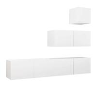 QJBSAVVA Set Mobili TV Sospesi 4 pz Bianco in Legno Multistrato | Design sospeso salvaspazio per il soggiorno con quattro moduli componibili ideali per ordinare dispositivi multimediali.