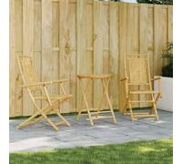 QJBSAVVA Set pieghevole da 3 pezzi, in bambù, 55 cm, tavolo da giardino e 2 sedie, 53 x 66 x 99 cm, per esterni, piccolo risparmio di spazio, per balcone, giardino, terrazza