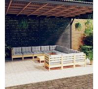 QJBSAVVA Set salone da giardino in pino massiccio, 63,5 x 63,5 x 62,5 cm, modulare per balconi e piccoli angoli esterni