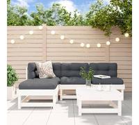 QJBSAVVA Set Salotto da Giardino 5 pz, divano balcone set da giardino esterno tavolo e sedie poltrone da giardino esterno Adatto per Balcone Giardino Terrazzo Esterno Bianco in Legno Massello di Pino