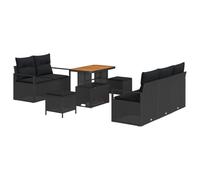 QJBSAVVA Set Salotto da Giardino Modulare 8 Pezzi Polyrattan Nero | Arreda la tua terrazza con questo divano modulare dotato di vani interni salvaspazio e comodi cuscini imbottiti.