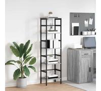 QJBSAVVA Sonoma - Libreria grigia 40 x 29,5 x 149 cm, in legno e acciaio, look industriale, 4 scomparti, scaffale alto per soggiorno, ufficio, corridoio