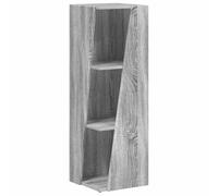 QJBSAVVA Sonoma - Libreria sottile, grigio, 33 x 32 x 100,5 cm, in materiale legno, piccolo design moderno, con cuscinetti in PVC, per soggiorno, camera da letto, ufficio, corridoio