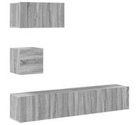 QJBSAVVA Sonoma - Set di 4 mobili per TV, colore: grigio, 30,5/60/80 cm, in legno, moderno, con ampio spazio di archiviazione, montaggio a parete, per soggiorno e camera da letto
