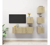 QJBSAVVA Sonoma - Set di mobili per TV da parete, 5 pezzi, in legno di quercia, 30/100 cm, larghezza 30/100 cm, design moderno, grande spazio per soggiorno, corridoio e camera da letto