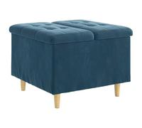 QJBSAVVA Sottomano in velluto blu, 60 x 60 x 45 cm, moderno sgabello imbottito con spazio e gambe in legno, sgabello quadrato per soggiorno, camera da letto e corridoio