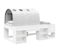 QJBSAVVA Struttura letto con tunnel e scala, moderno letto a soppalco da 90 x 190 cm, in legno, salvaspazio, per piccoli spazi, 193 x 118,5 x 65 cm, bianco