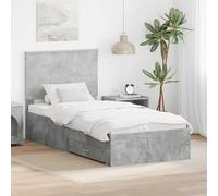 QJBSAVVA Struttura letto in cemento grigio, 200 x 93 x 100 cm, in legno con rete a doghe, spazio per ragazzi, letto singolo, design moderno per camera da letto, camera degli ospiti e camera dei