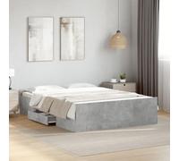 QJBSAVVA Struttura per letto con cassetti, grigio cemento, 120 x 200 cm, in legno, moderna camera dei ragazzi, letto singolo, con spazio di archiviazione, 203 x 123 x 40 cm, rete a doghe per camera da