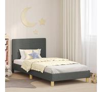 QJBSAVVA Struttura per letto singolo, grigio scuro, 80 x 200 cm, con testiera e vano portaoggetti, design moderno e basso senza molle, robusto materiale in legno, per camera dei ragazzi e camera degli