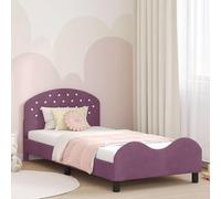 QJBSAVVA Struttura per letto singolo in velluto, colore viola, 80 x 200 cm, moderna, bassa, con testiera, scomparti a doghe, inclusa la cameretta dei bambini, camera dei ragazzi, camera degli ospiti
