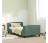QJBSAVVA Struttura per letto singolo, verde mare, 90 x 190 cm, in velluto con testiera, design moderno, durevole, inclusa per camera dei ragazzi, camera degli ospiti, camera da letto
