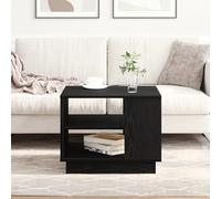 QJBSAVVA Tavolino da Caffè Basso in Rovere Nero Legno Ingegnerizzato Quadrato 55x55x49 cm con Scaffali per Soggiorno Salotto Ufficio Design Moderno Accogliente