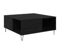 QJBSAVVA Tavolino da Caffè Moderno Quadrato Rovere Nero 80x80x36,5 cm | Design basso e compatto con ripiano inferiore per organizzare il soggiorno senza ingombrare lo spazio.