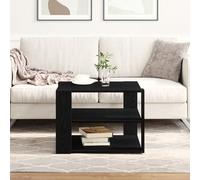 QJBSAVVA Tavolino da Caffè Nero Rovere Legno Ingegnerizzato per Salotto Quadrato 59,5x59,5x40 cm con Design Moderno e Due Ripiani