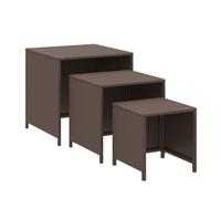 QJBSAVVA Tavolino Da Caffè Tavolino Da Divano Tavolino Salotto Moderno Tavolino Esterno Piccolo - Tavolini Impilabili 3 pz Marroni in Polyrattan per Sala Studio Sala Riunioni Soggiorno