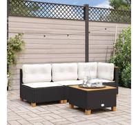 QJBSAVVA Tavolino da Giardino Nero 55x55x36cm in Polyrattan e Legno Acacia per Esterno Balcone Patio - Resistente UV Facile da Pulire